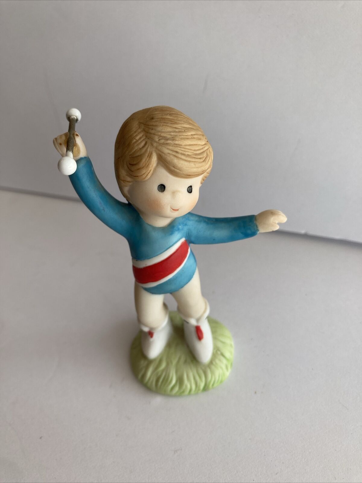 Vintage Enesco 1985 Ceramic Gymnastics Figurine Child Baton Twirling