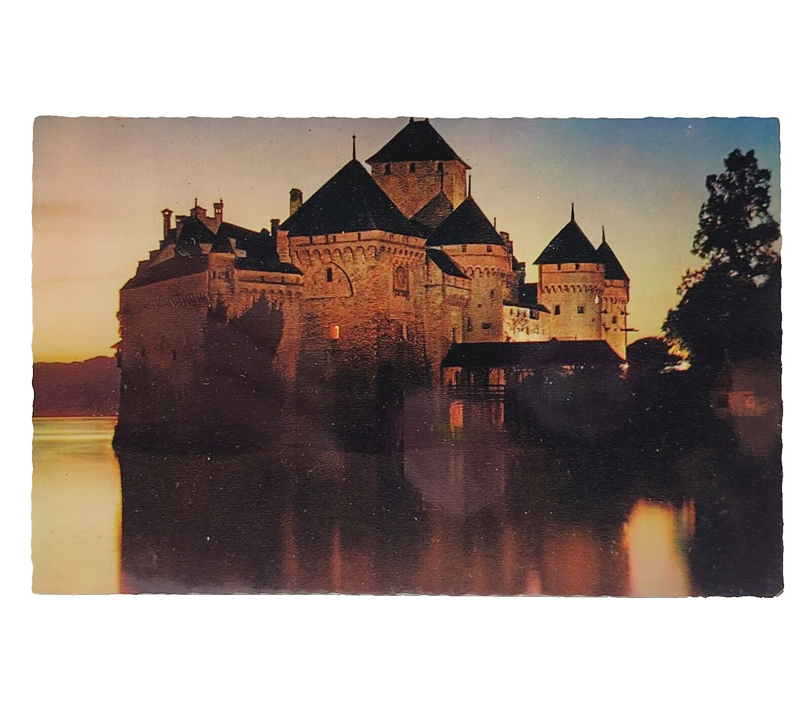 Lac Leman Lake Geneva Chillon Montreux Chateau Switzerland Castle Postcard