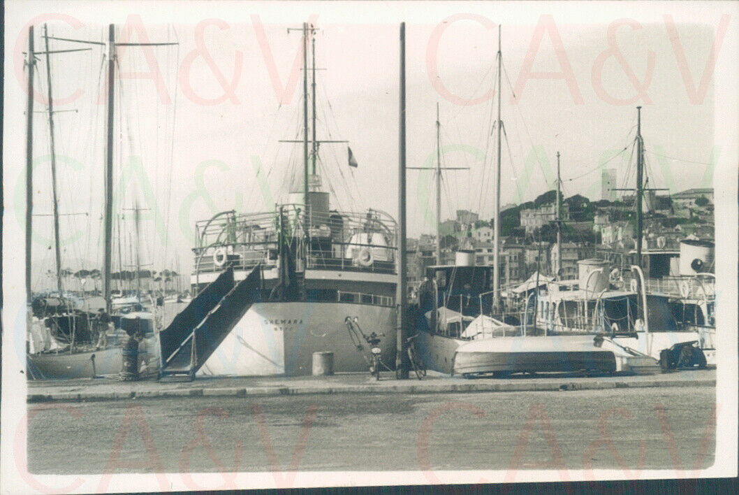 1950s Shemara Dokers Luxury Yacht Stern at Cannes France 3.5x2.3\