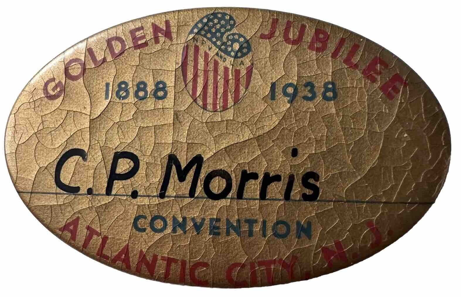 1888-1938 NPV & LA Convention Artists? Patriotic Easel Atlantic City, NJ Pinback