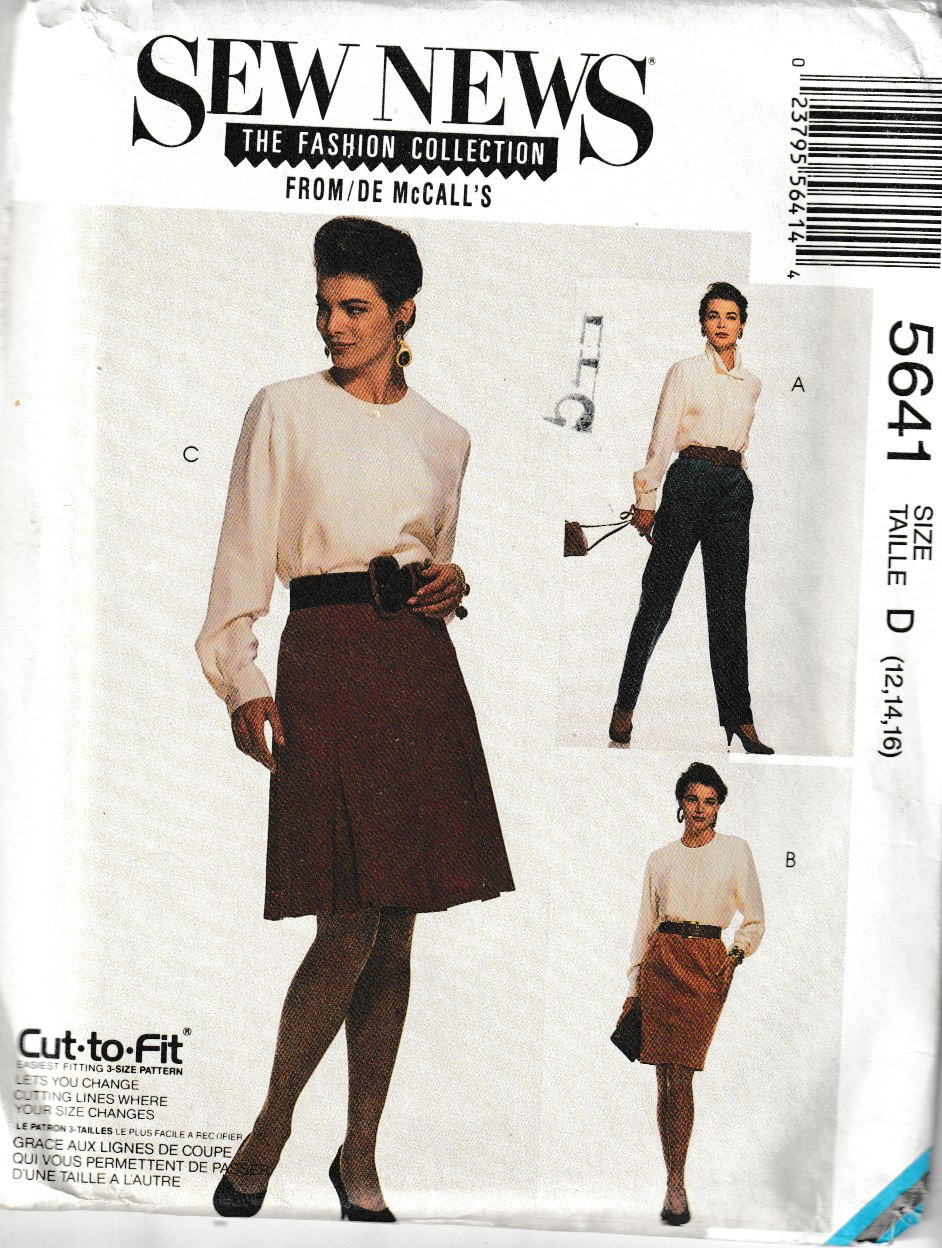 McCall\'s Pattern 5641, SEW NEWS Misses Skirts & Pants, Size 12-14-16, FF