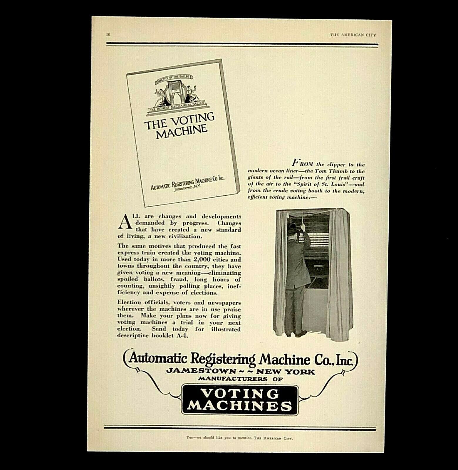 1929 Voting Machine Advertisement Election Ballot Politics Antique Vtg Print AD