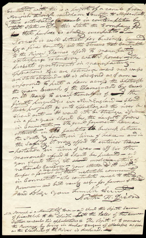 NATHAN FELLOWS DIXON - AUTOGRAPH LETTER SIGNED 12/06/1828