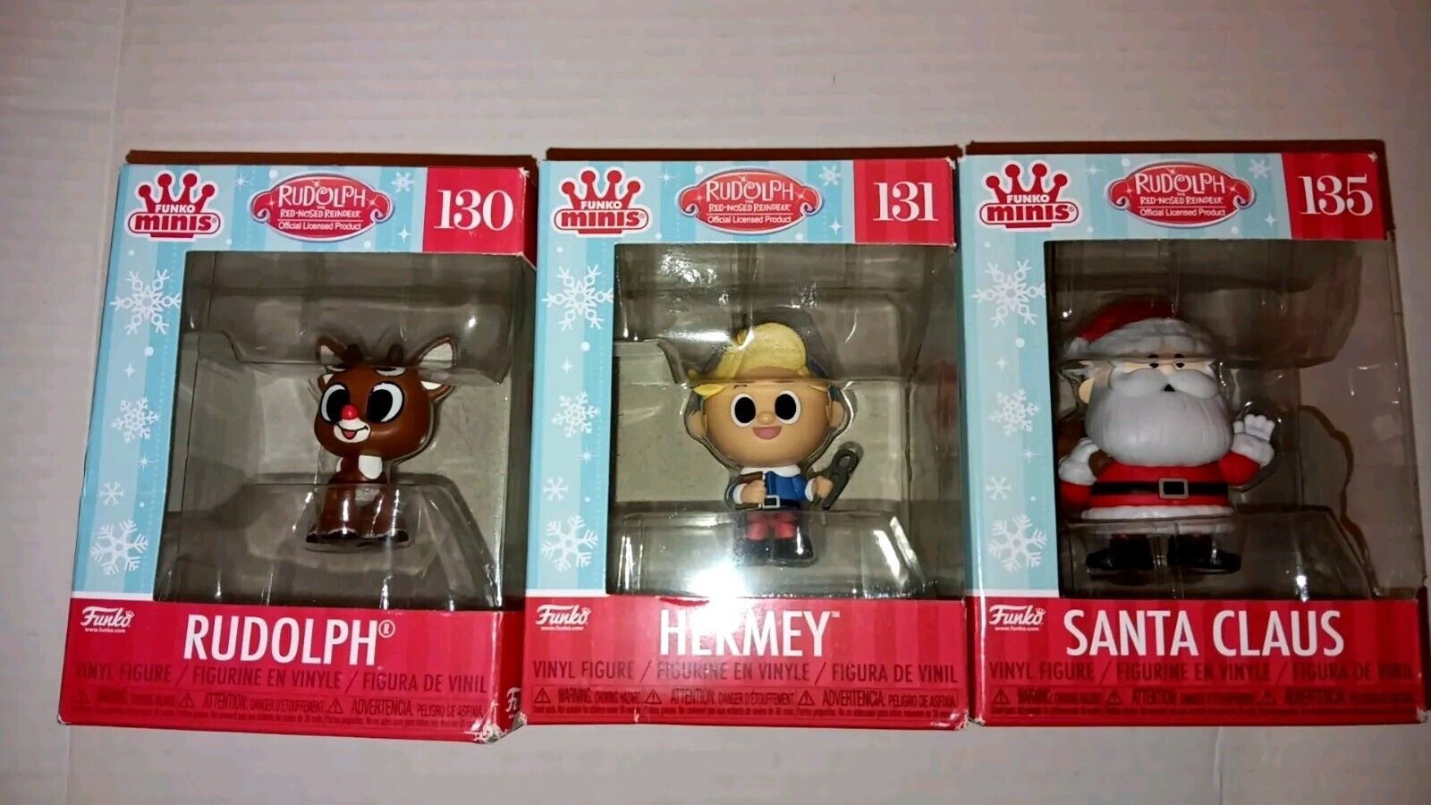 Lot Of 3 Funko Minis Rudolph the Red Nosed Reindeer Rudolph, Hermey, Santa Claus