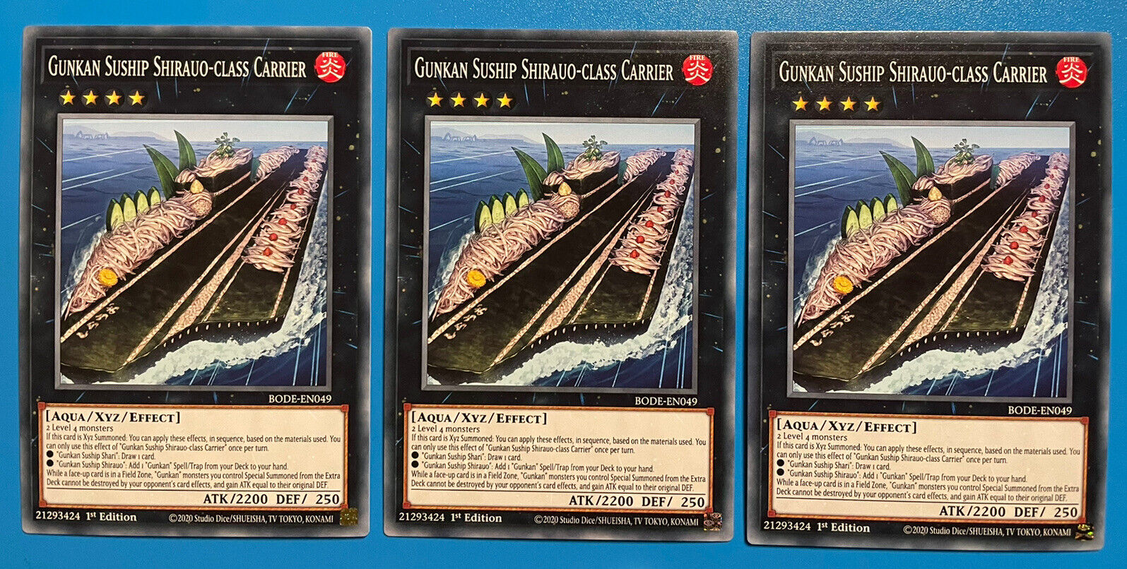 3 Card Playset BODE-EN049 Gunkan Suship Shirauo-class Carrier 1st Ed YuGiOh