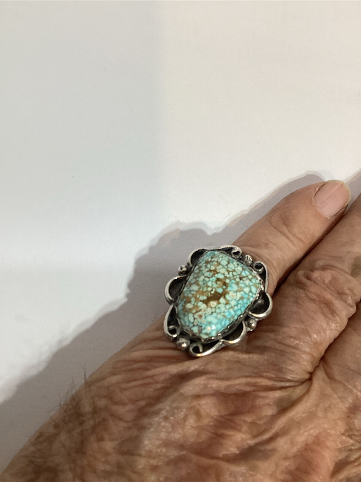 Rare Navajo Sterling Silver Rare Royston Turquoise Ring size 7 1/2” 1980’s 12 gr