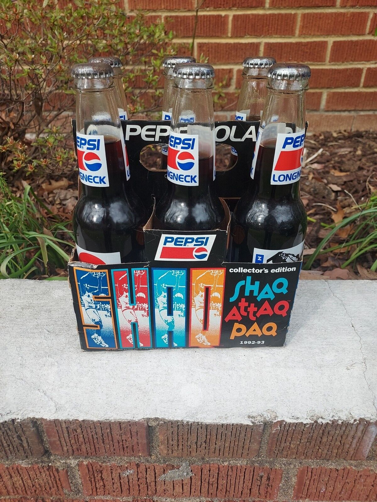 1992-93 Shaq Attaq Paq 6 Pack Pepsi Bottles w/ Carrier Extremely Rare See Detail