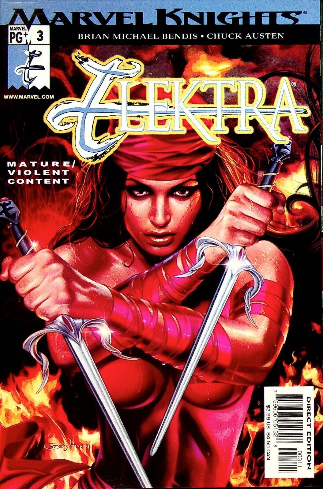 Elektra #3 Marvel Knights Brian Michael Bendis Greg Horn Cover Marvel Comics
