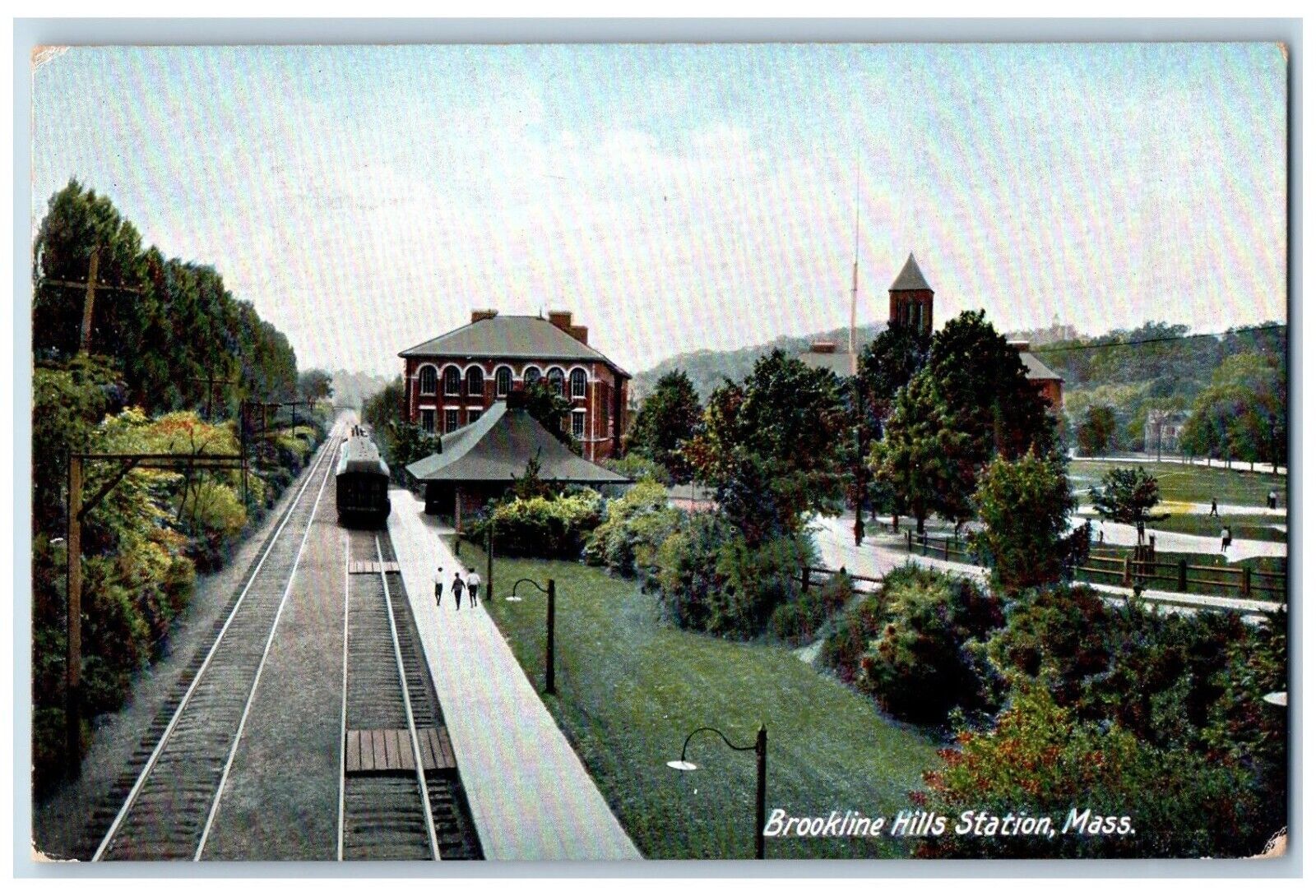 Brookline Massachusetts MA Postcard Brookline Hill Station c1905 Vintage Antique