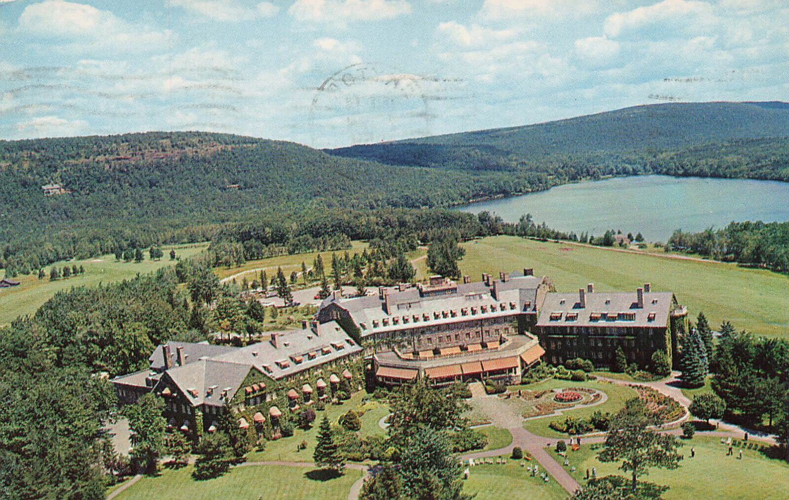 Pennsylvania Postcard Skytop Club Lodge Resort Aerial View Scenic Vintage 1950s