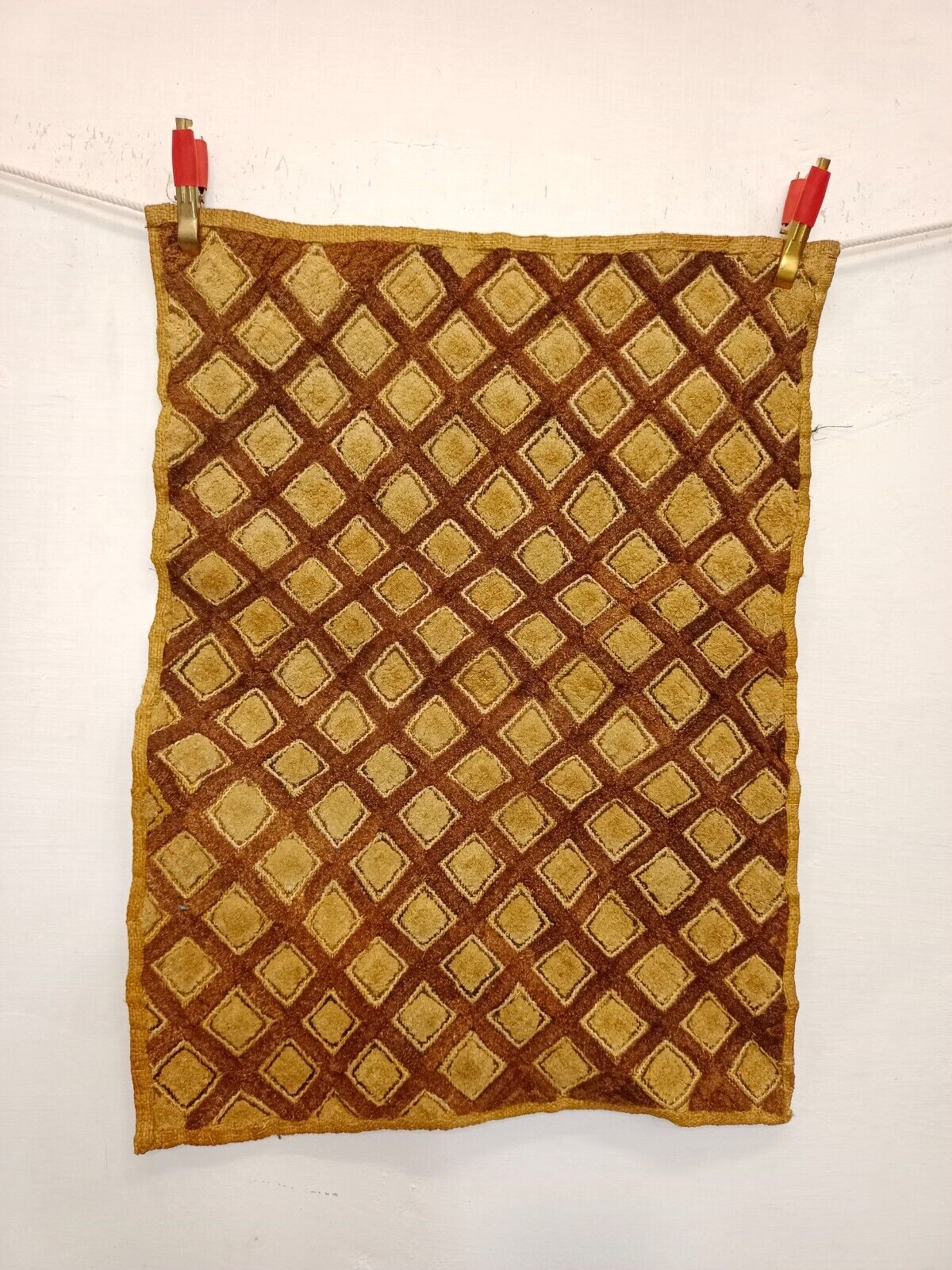Vintage Beautiful Hand Made African Raffia Congo Traditional Cloth Textile