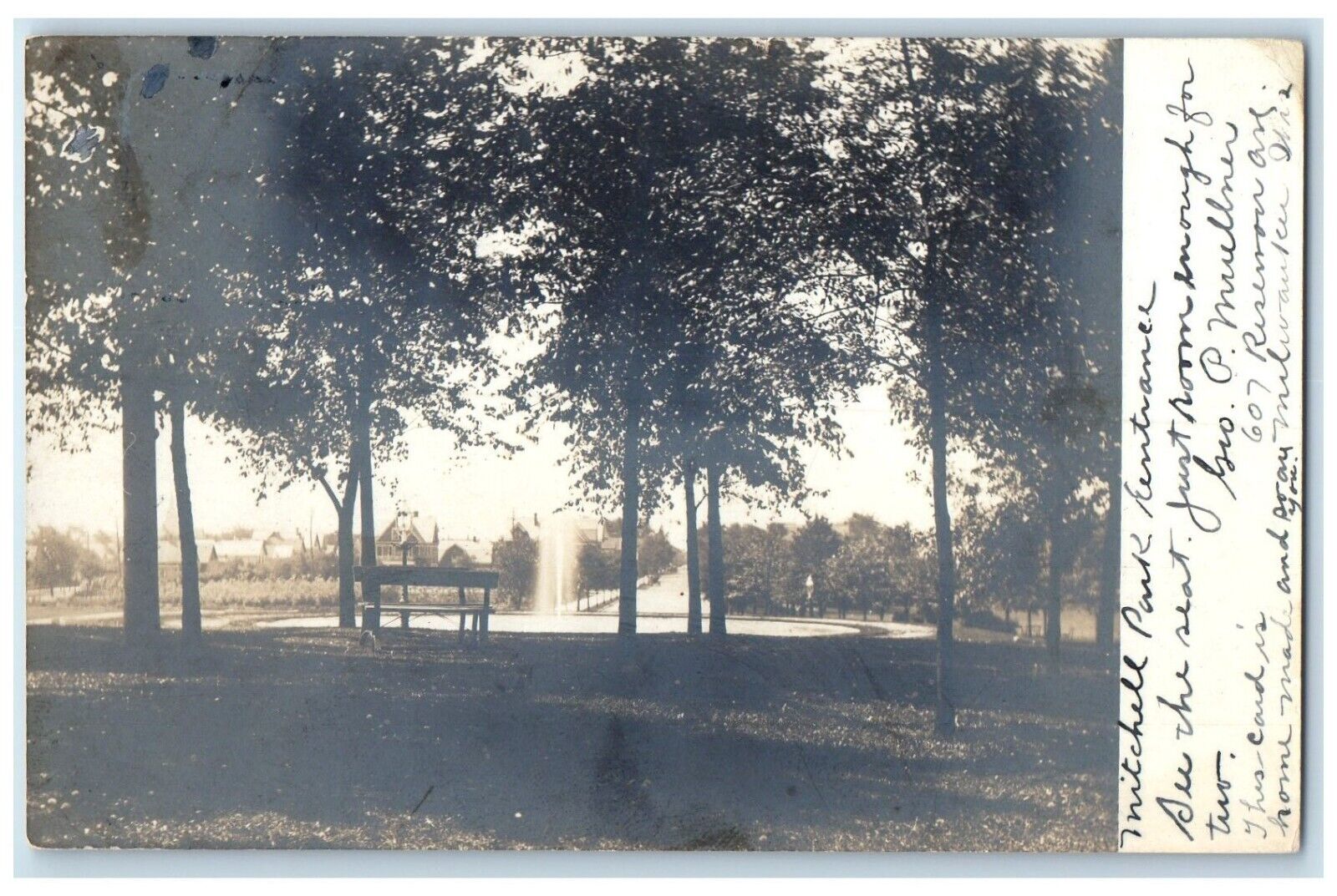 1907 Mitchel Park Entrance Milwaukee Wisconsin WI RPPC Photo Antique Postcard