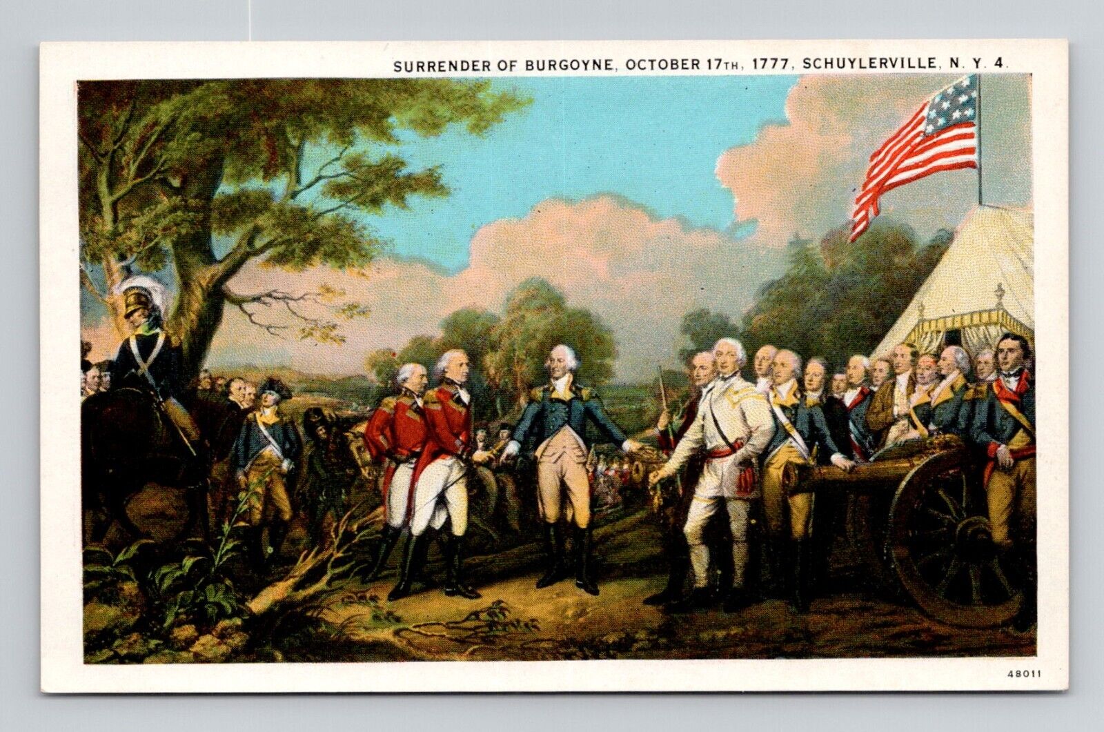 Postcard Surrender of Burgoyne Painting Schuylerville New York NY, Vintage D12