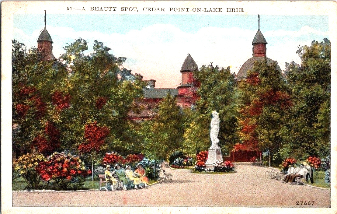 Cedar Point on Lake Erie beautiful gardens vintage postcard a52