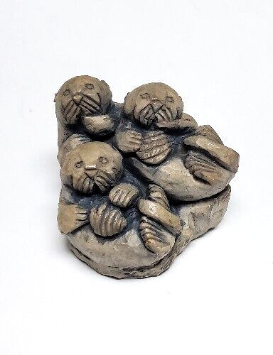 Mount Saint Helens Sculpture Volcanic Ash Sea Otters Figurine Handcrafted