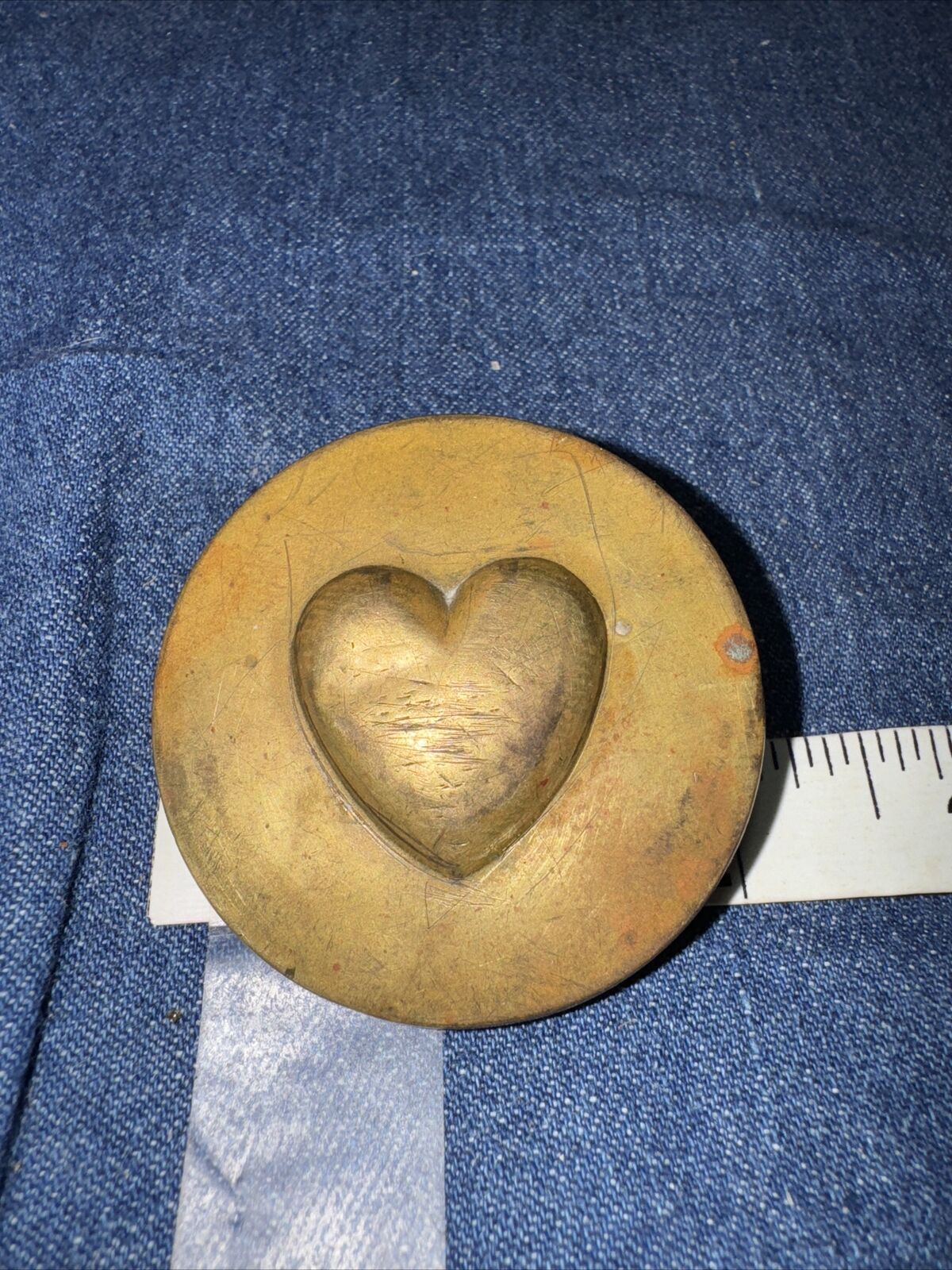 Antique Large Brass Heart Civil War Era Bridle Rosette Medallion c.1860’s