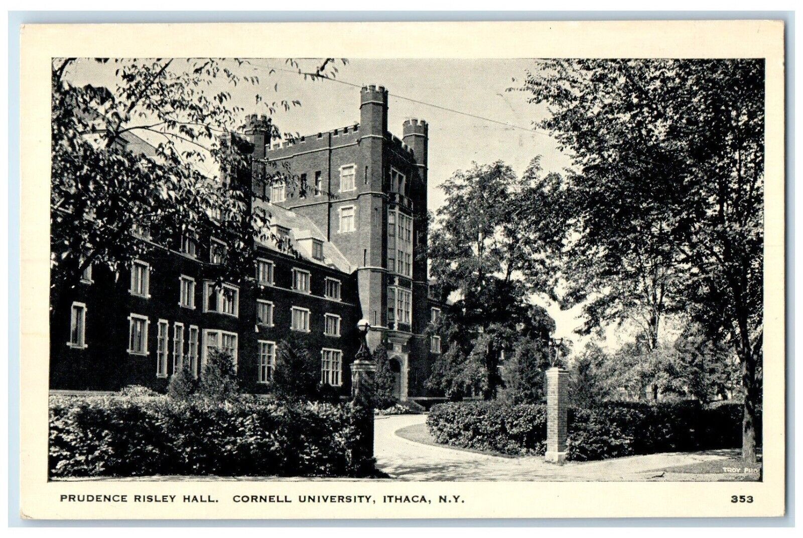 1937 Prudence Risley Hall Cornell University Exterior Ithaca New York Postcard