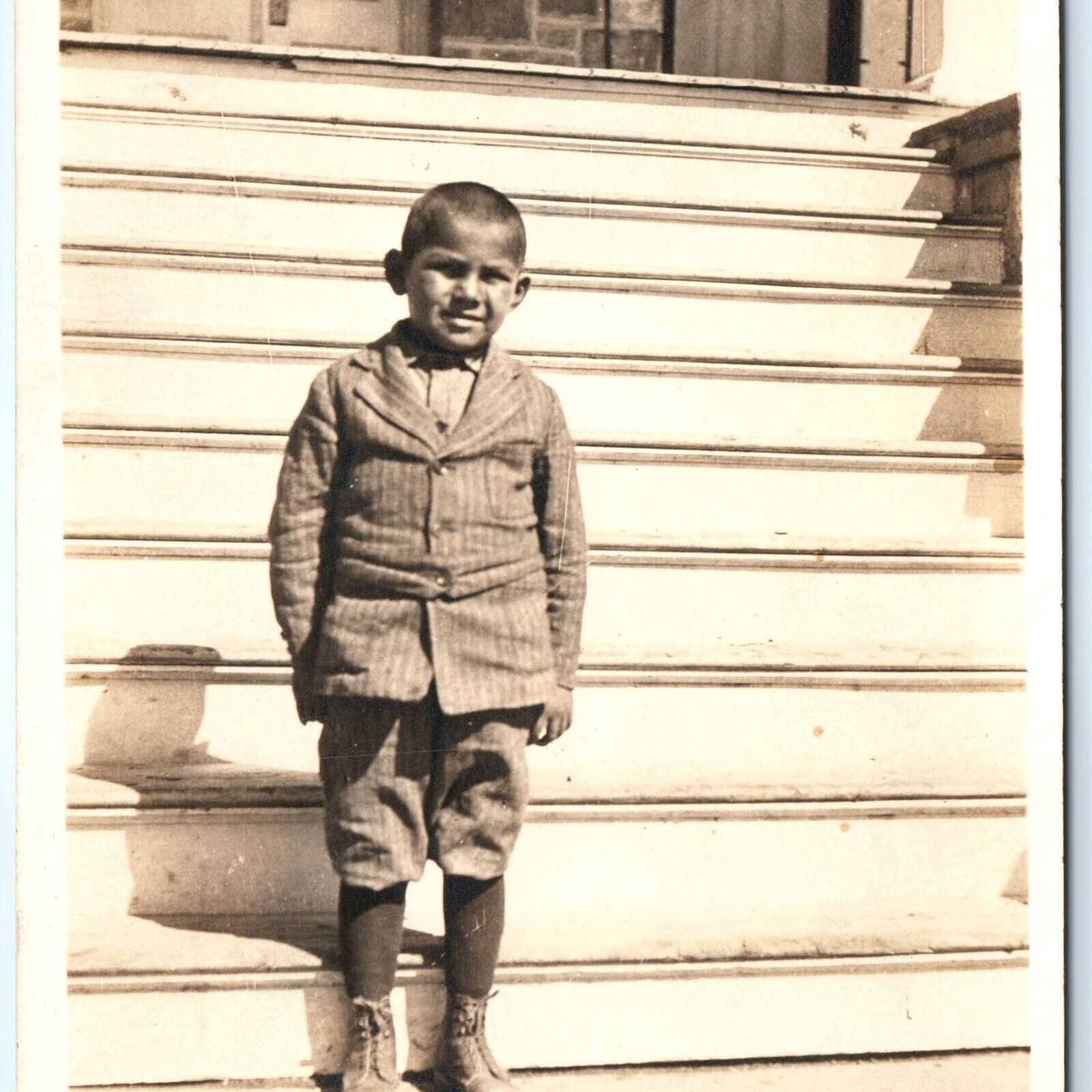 c1910s Handsome Hispanic Boy RPPC Young Kid Knickerbocker Fashion Photo A173