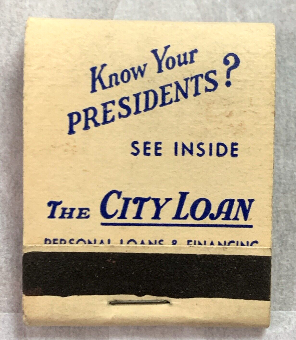 Matchbook The City Loan Know Your Presidents? Ohio #0129