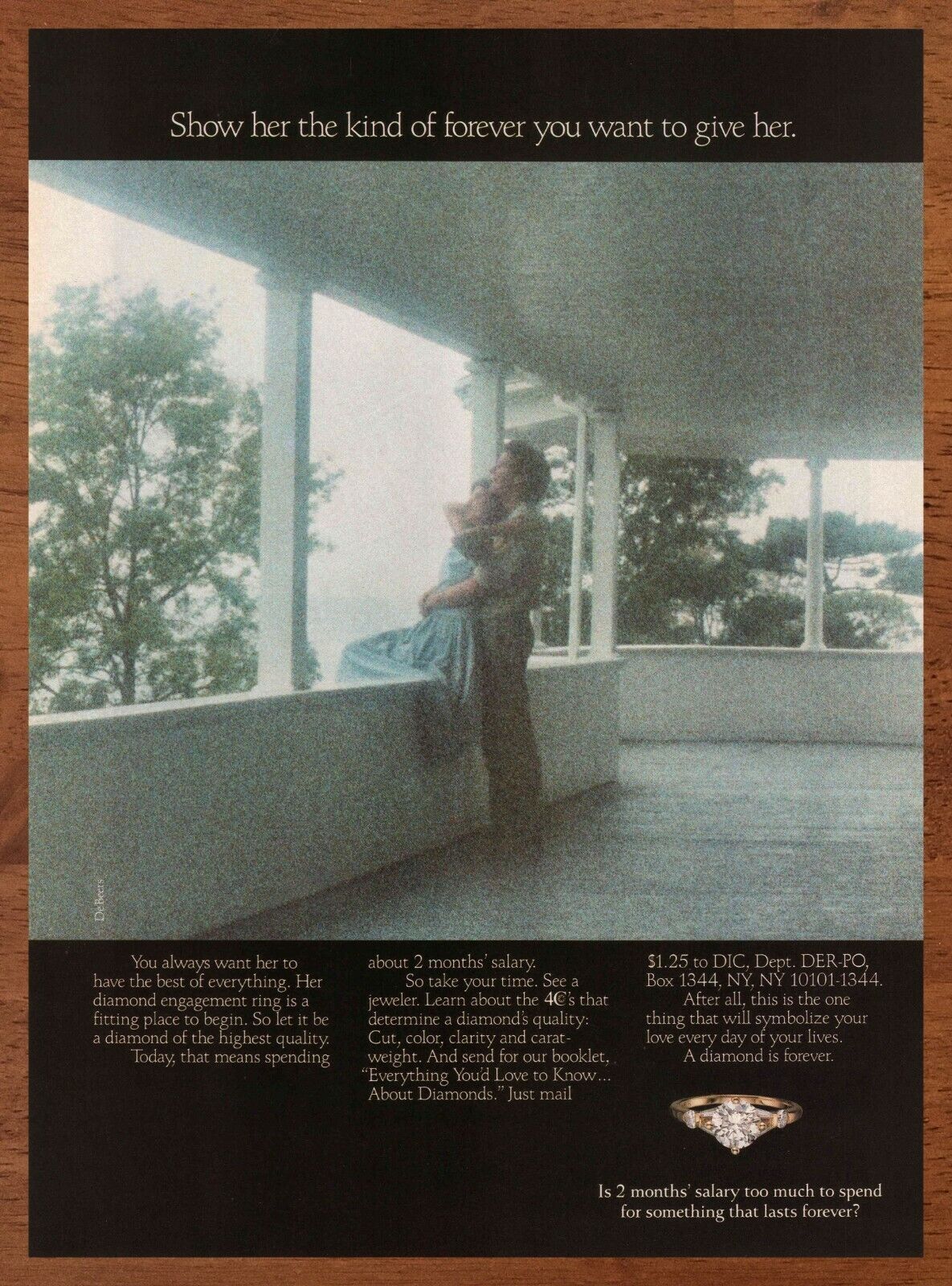 1986 De Beers Diamonds Vintage Print Ad/Poster Wedding Ring Retro 80s Art Décor 