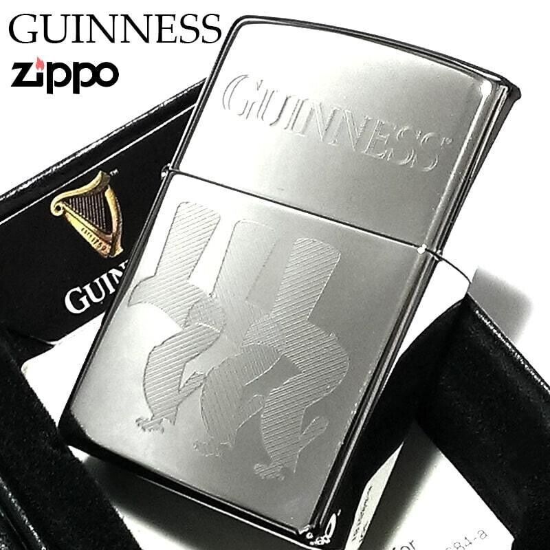 Zippo Oil Lighter Guinness Beer Silver Regular Case Japan