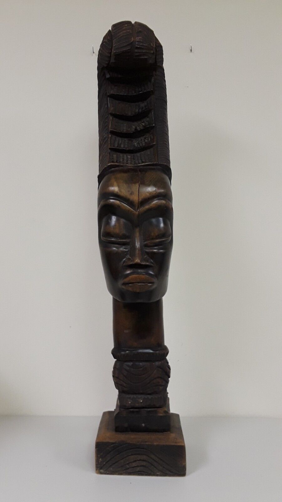 Vintage Carved Wood Sculpture Tribal African Queen Black Female Figural