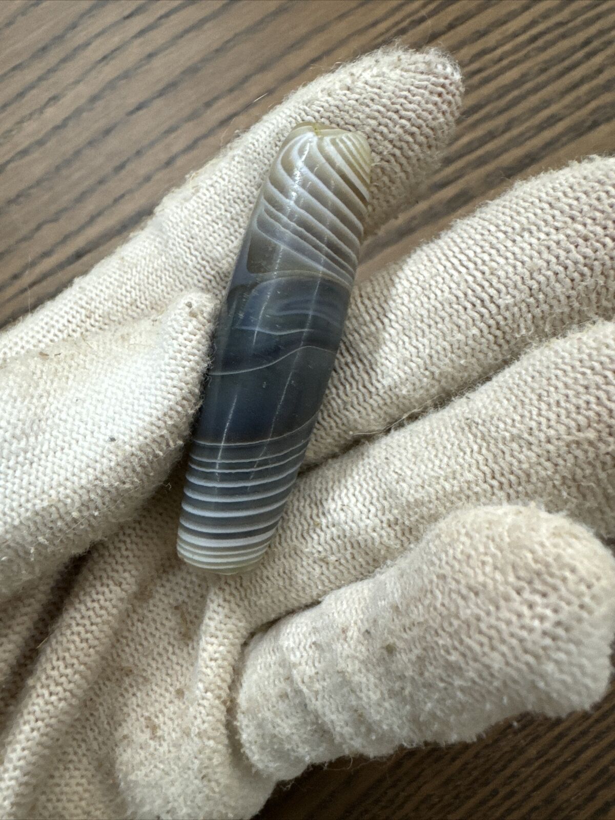 Tibetan Old  Agate Natural Silkworm Stripes Long DZi Bead Pendant 50mm*13.5mm