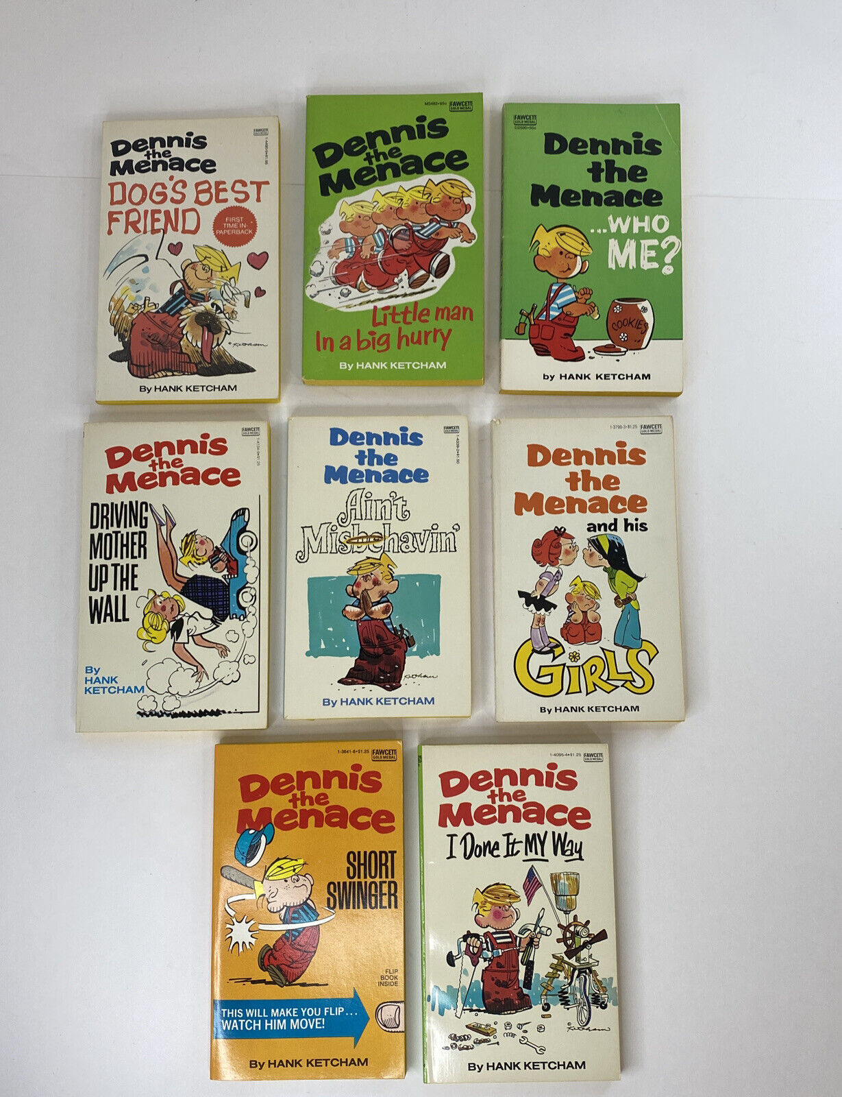 VTG Book Lot of 8 Dennis The Menace Paperback Books by Hank Ketcham 1960-1970's