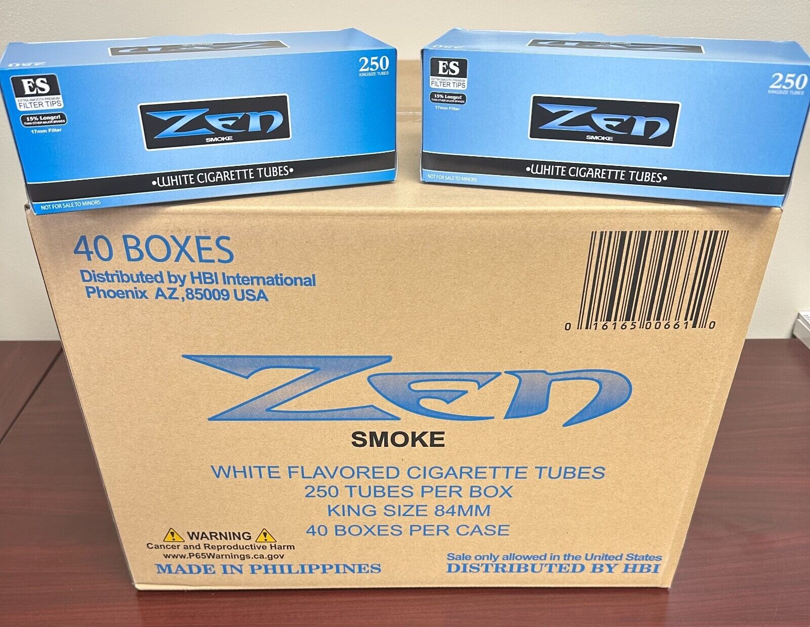 Zen Light Blue KING Cigarette Tubes 250ct box (40-Boxes Full Case )