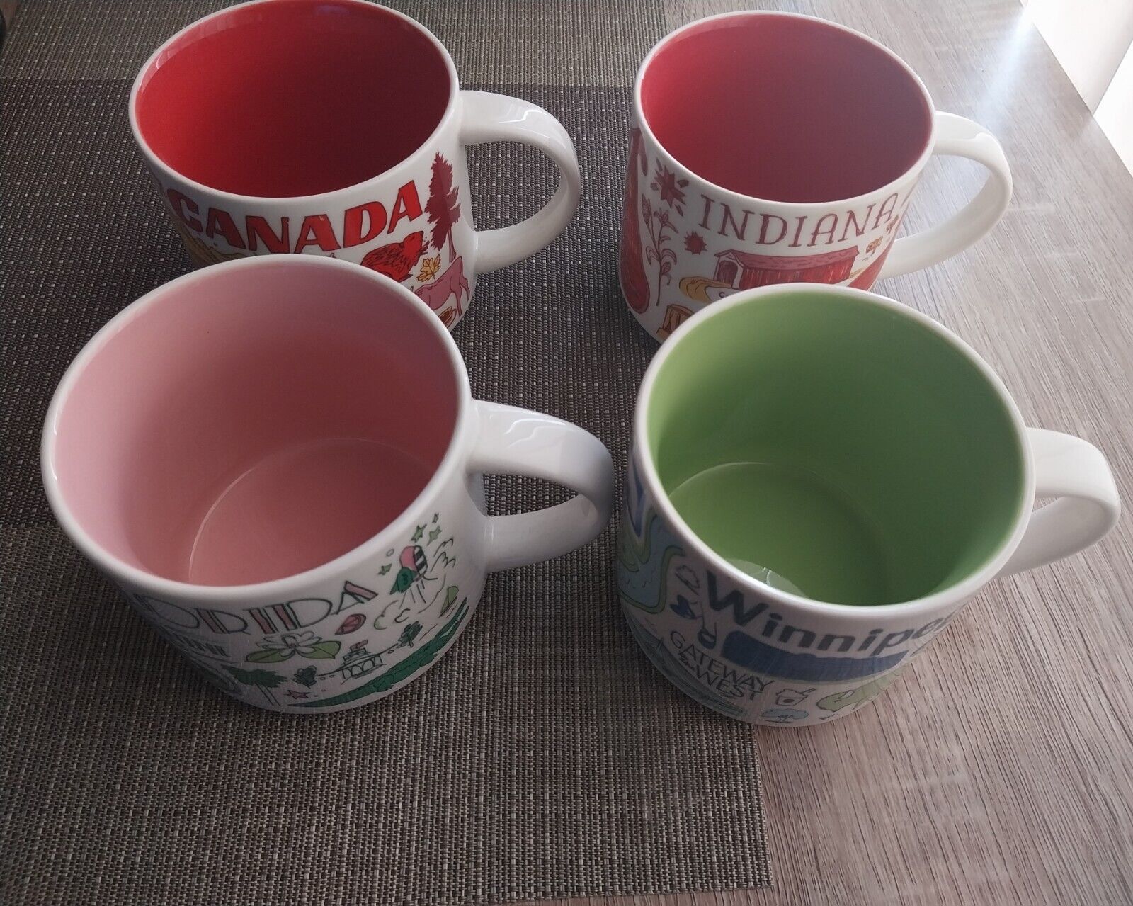 Starbucks Coffee Cups Mugs Lot of 4 Been There Series. Canada. Winnipeg. Indiana