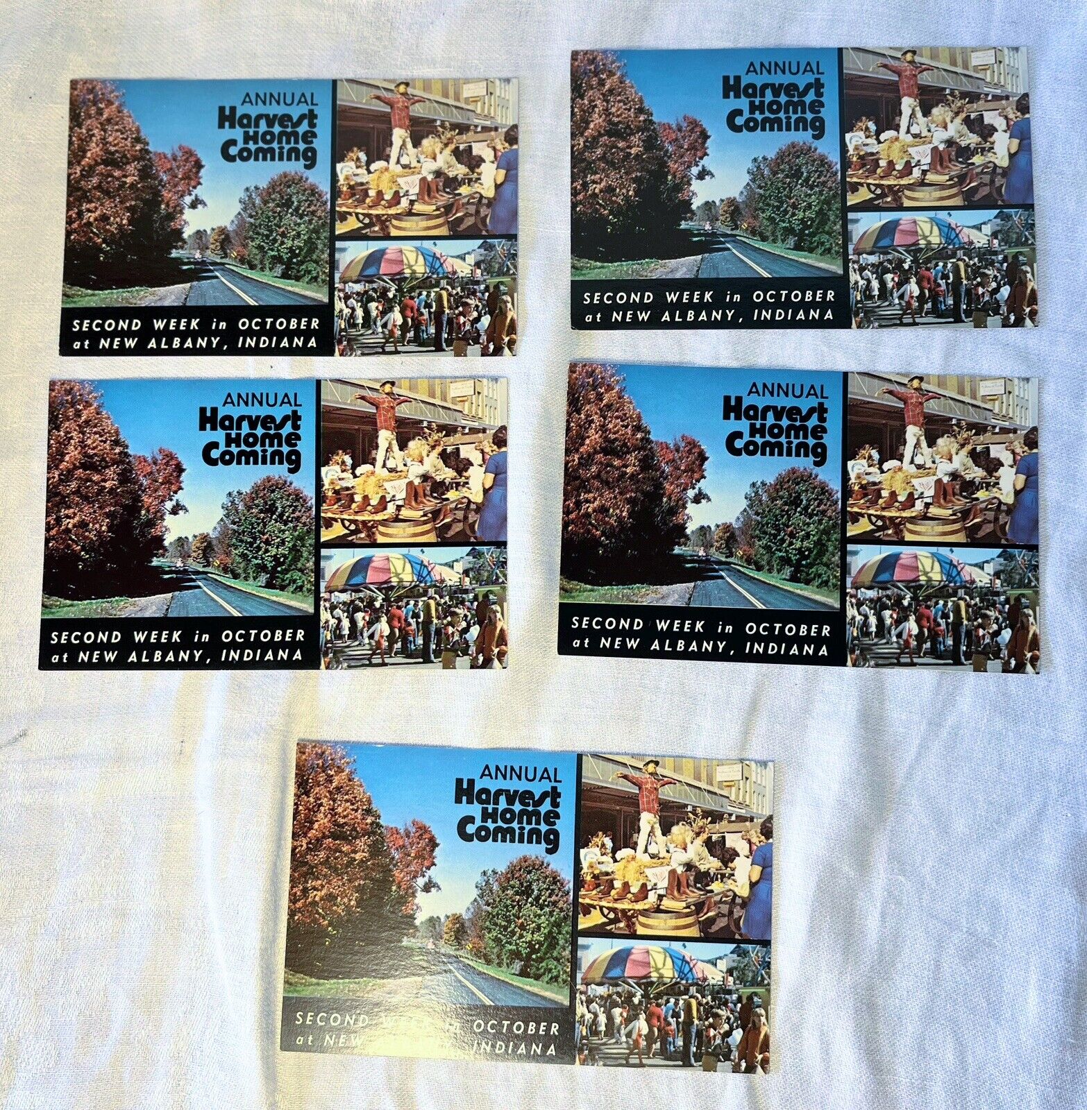 Vintage 1970s Harvest Homecoming Postcards Set Of Five New Albany, IN 3G