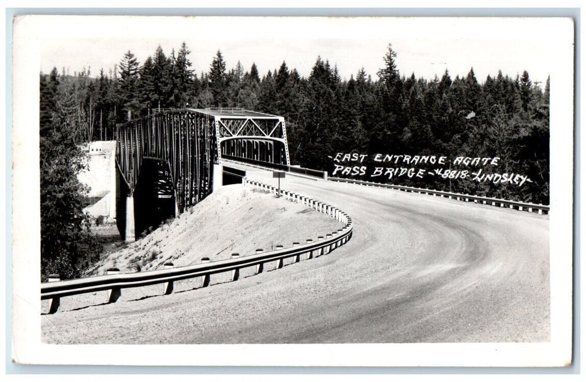 c1950s East Entrance Agate Pass Bridge Lindsley Suquamish WA RPPC Photo Postcard
