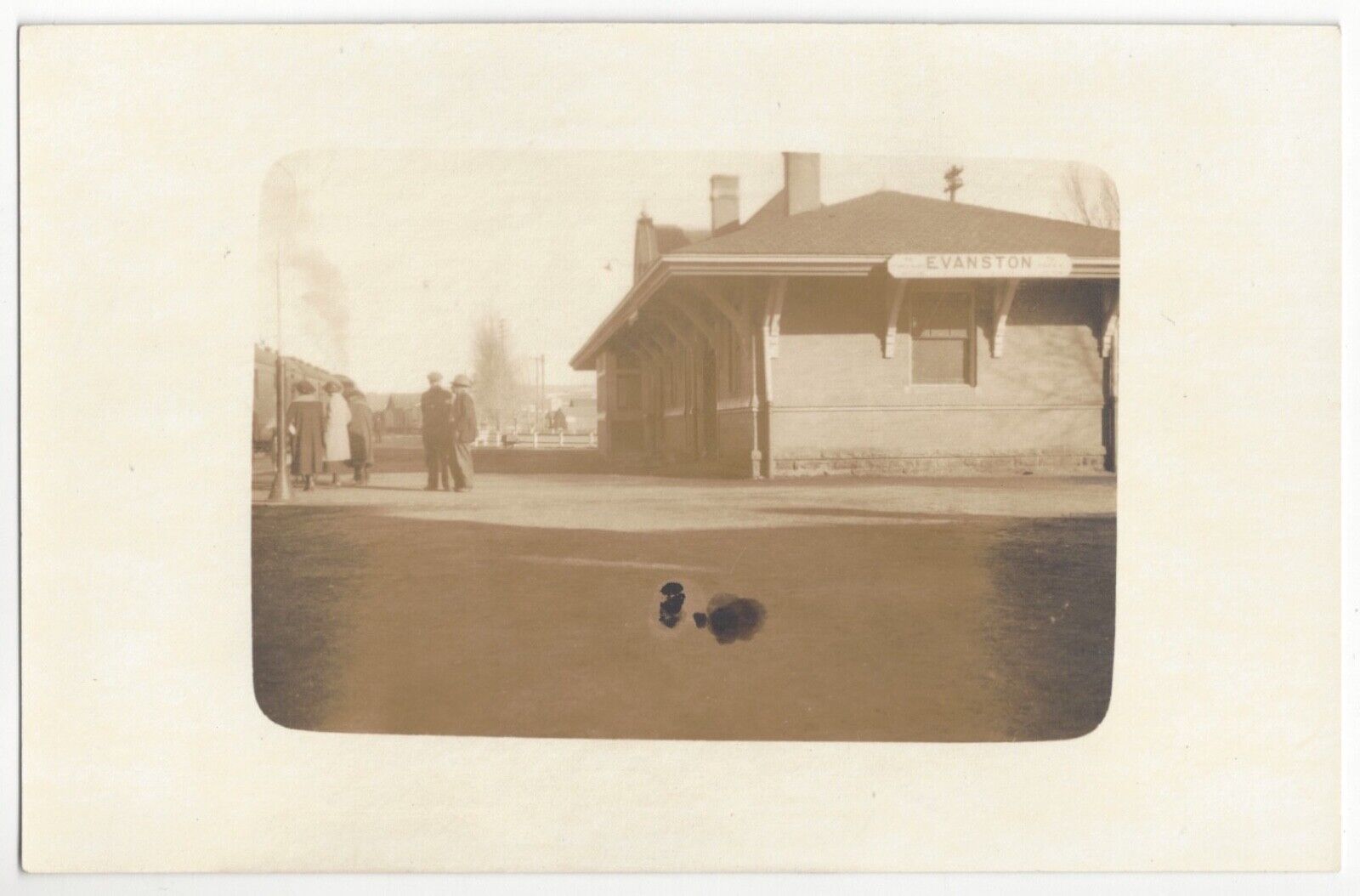 1919 Evanston, Wyoming - Railroad Station, REAL PHOTO Depot, Vintage Postcard
