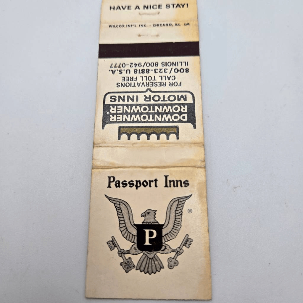 Vintage Matchcover Passport Inns Downtowner Motor Inns Chicago Illinois
