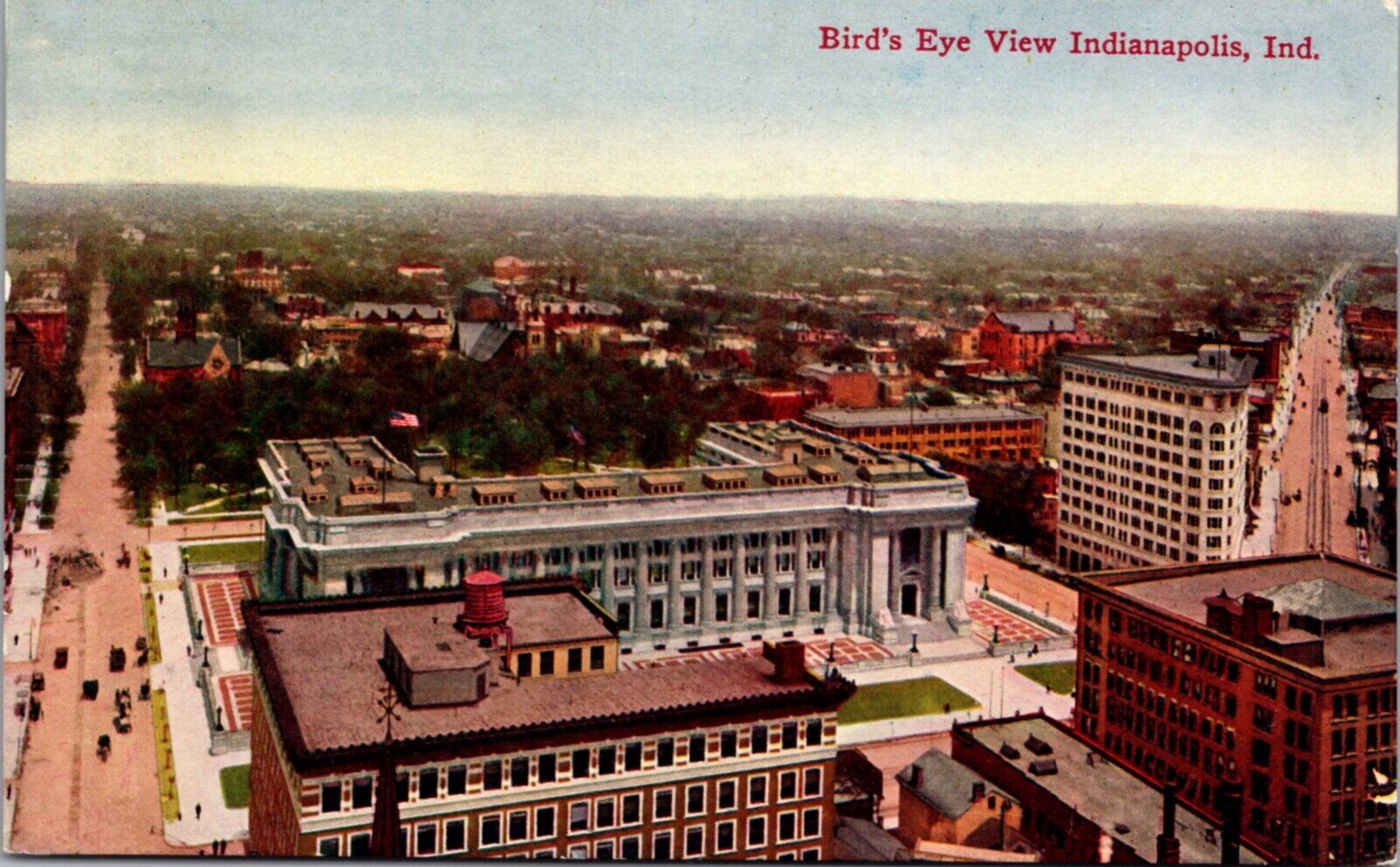 Postcard Birds Eye View in Indianapolis, Indiana