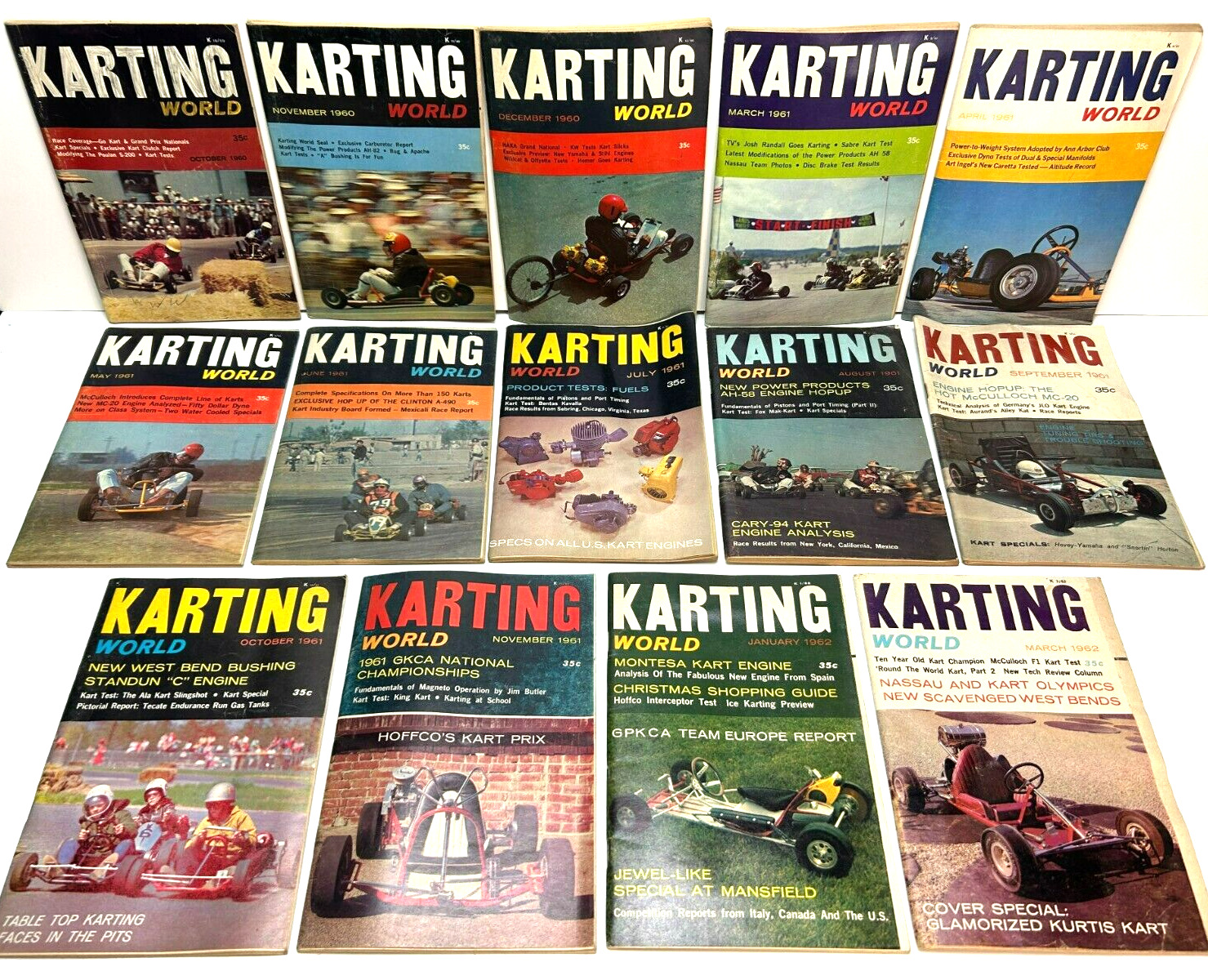 14 VINTAGE 1960/1961/1962 ISSUES OF KARTING WORLD MAGAZINE Racing Nationals