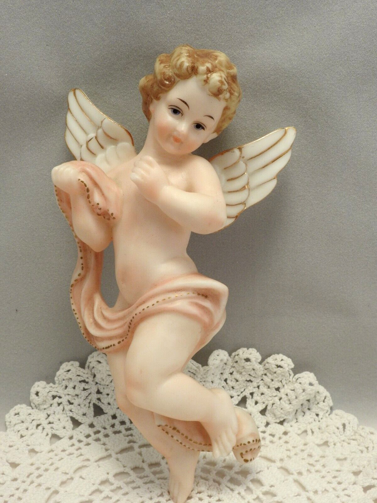 Vintage Lenwile Ardalt Verithin Cherub Angel 6 1/2” China Figurine