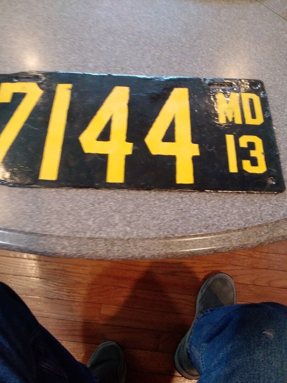 1913 Maryland MD Porcelain License Plate Car Auto Tag Seal On Back Baltimore 