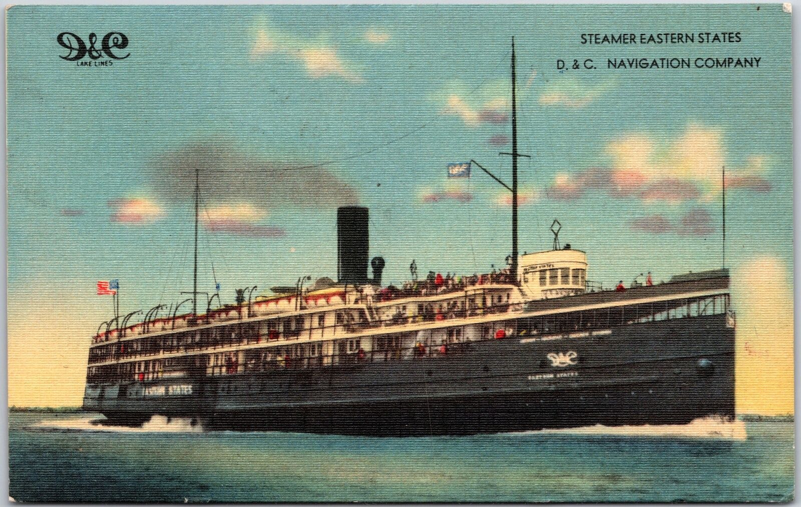 1948 Steamer Estern States D.& C. Navigation Company, Passenger Vessel, Postcard