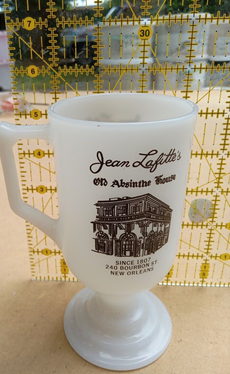 Jean Lafitte\'s Absinthe House New Orleans Vintage Milk Glass Mug