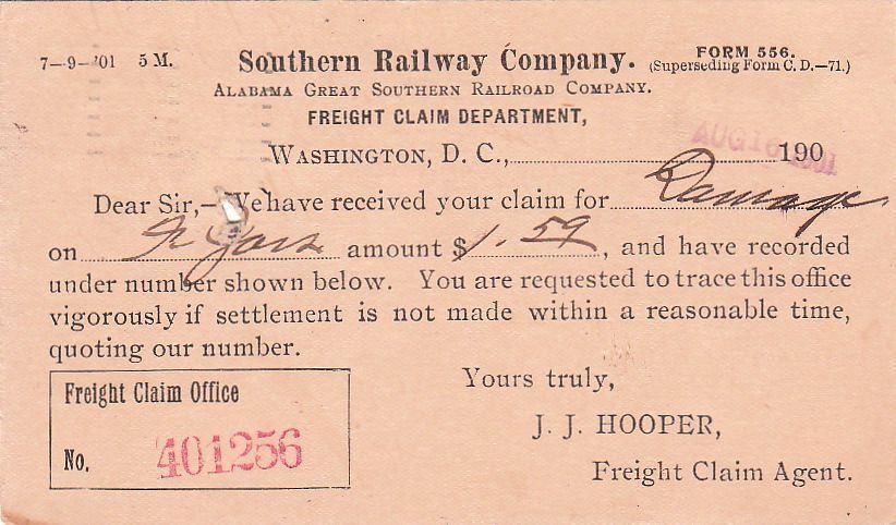 Postcard Southern Railway Company Washington D.C. 1901