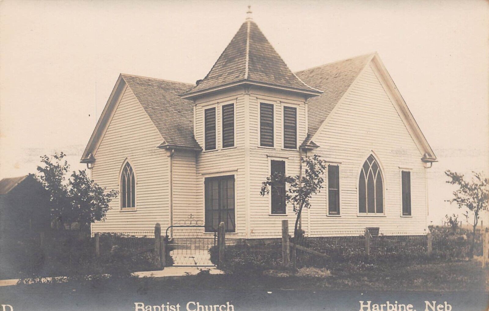 Harbine Nebraska NE Baptist Church Building Real Photo RPPC Postcard