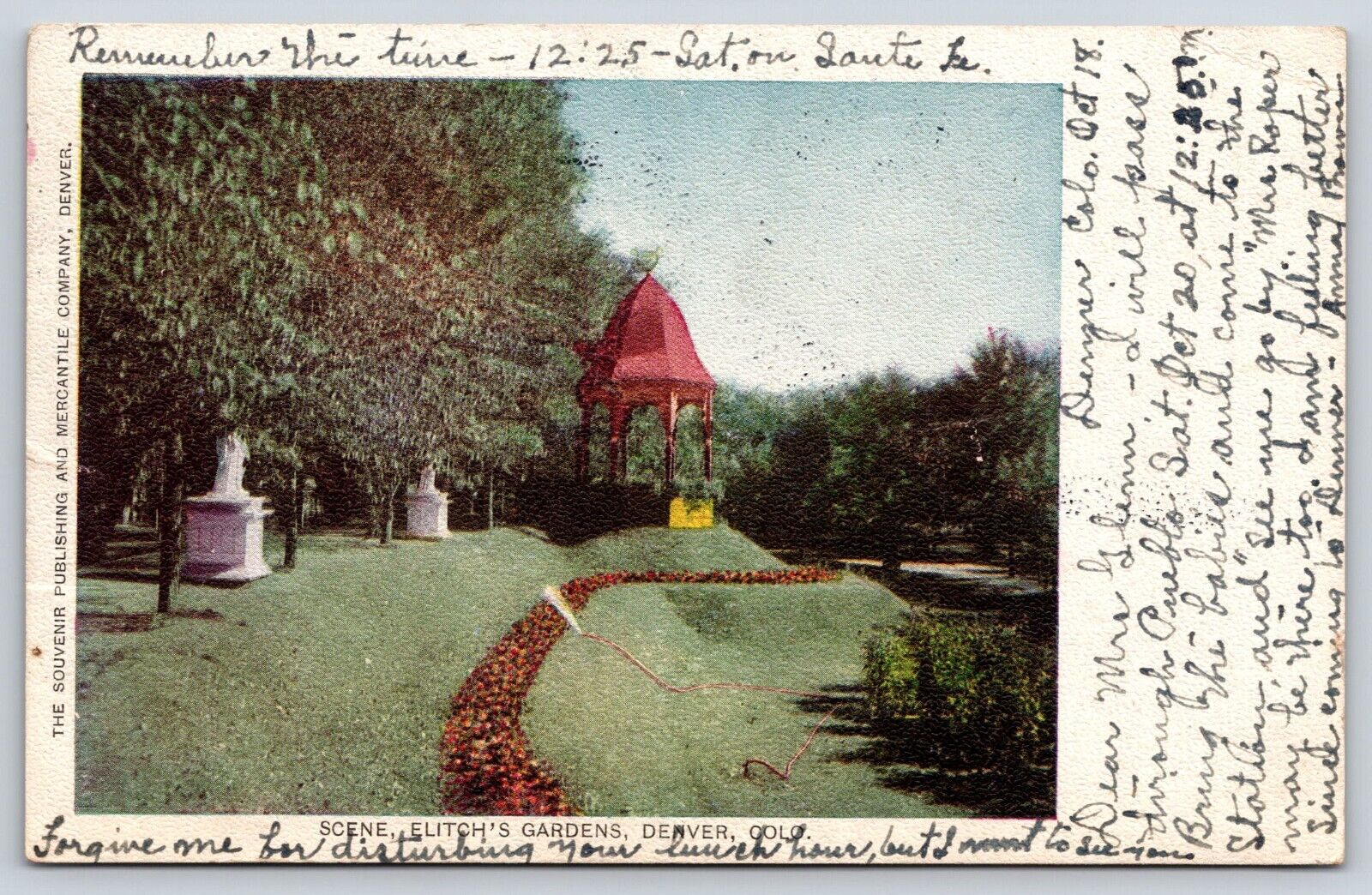 Denver CO-Colorado, Elitch\'s Gardens Scene, Antique, Vintage 1906 Postcard