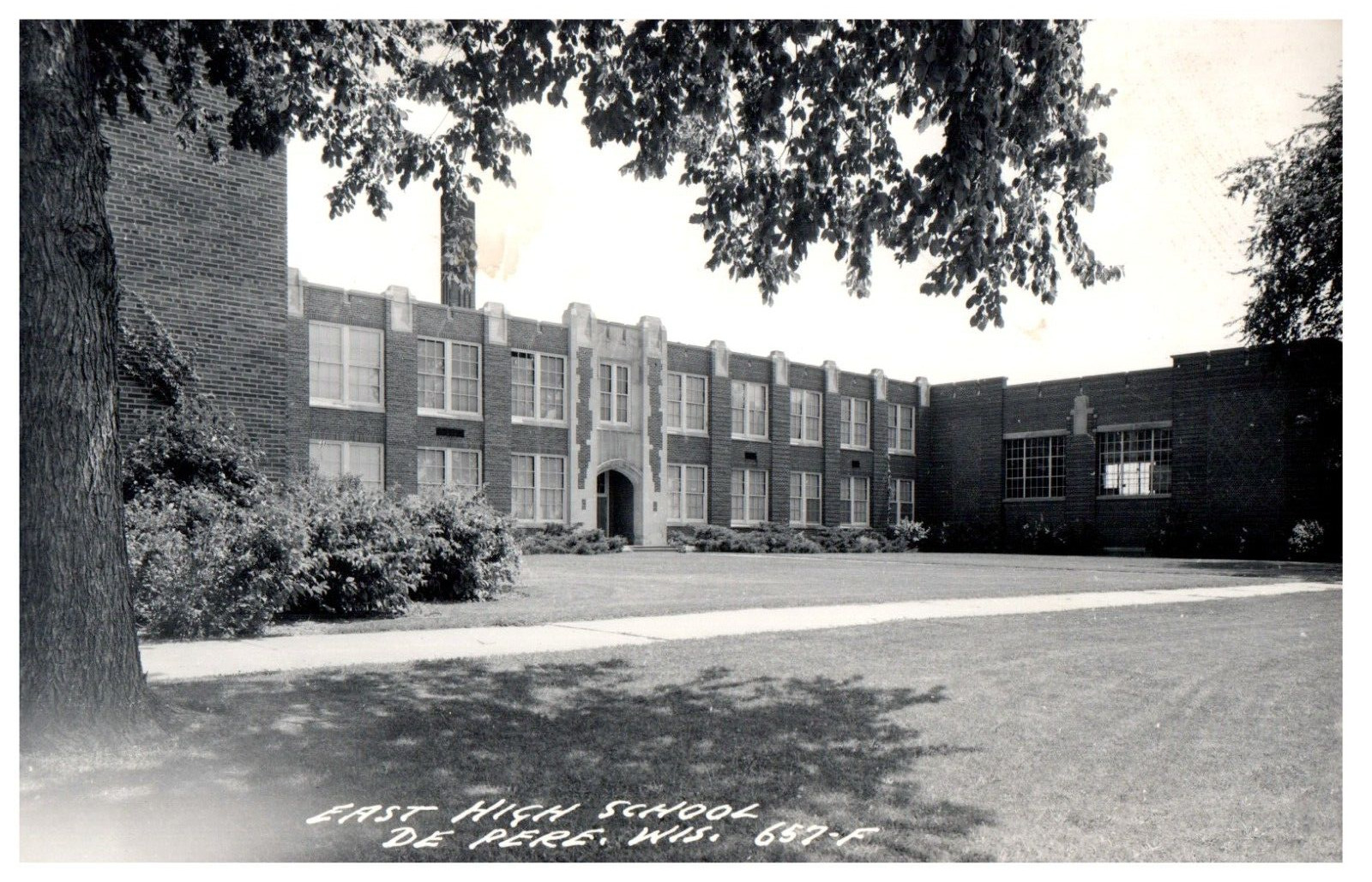 RPPC East High School De Pere Wisconsin WI Postcard c1950 Green Bay Brown County