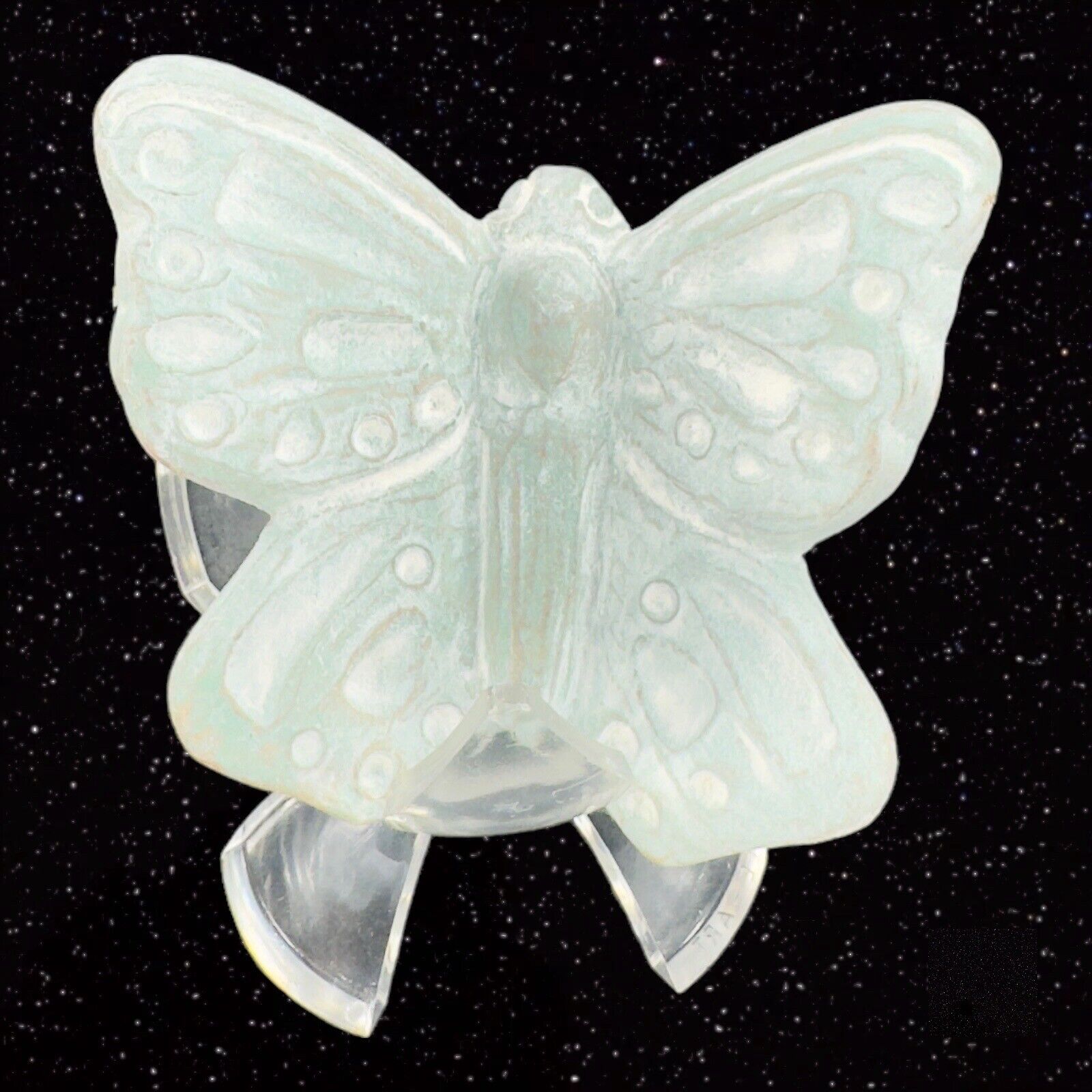Isabel Bloom Butterfly Figurine Green White 2001 Stand Pottery Hand Made Signed