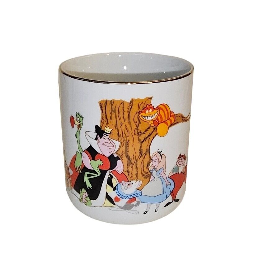 Vtg Walt Disney Productions Alice Wonderland Coffee Tea Cup Mug Gold Rim 1970s