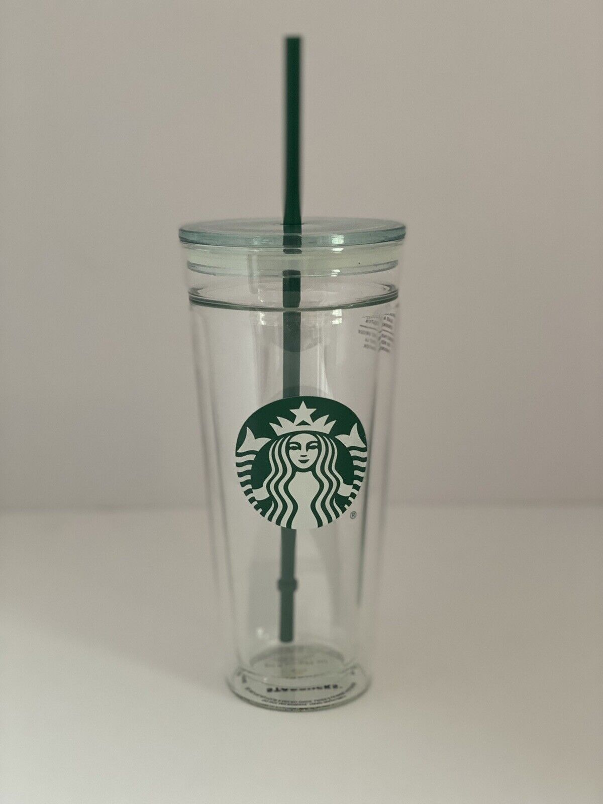Starbucks 2016 Venti 20oz. Clear Glass Double Walled Cold Cup Tumbler NWT