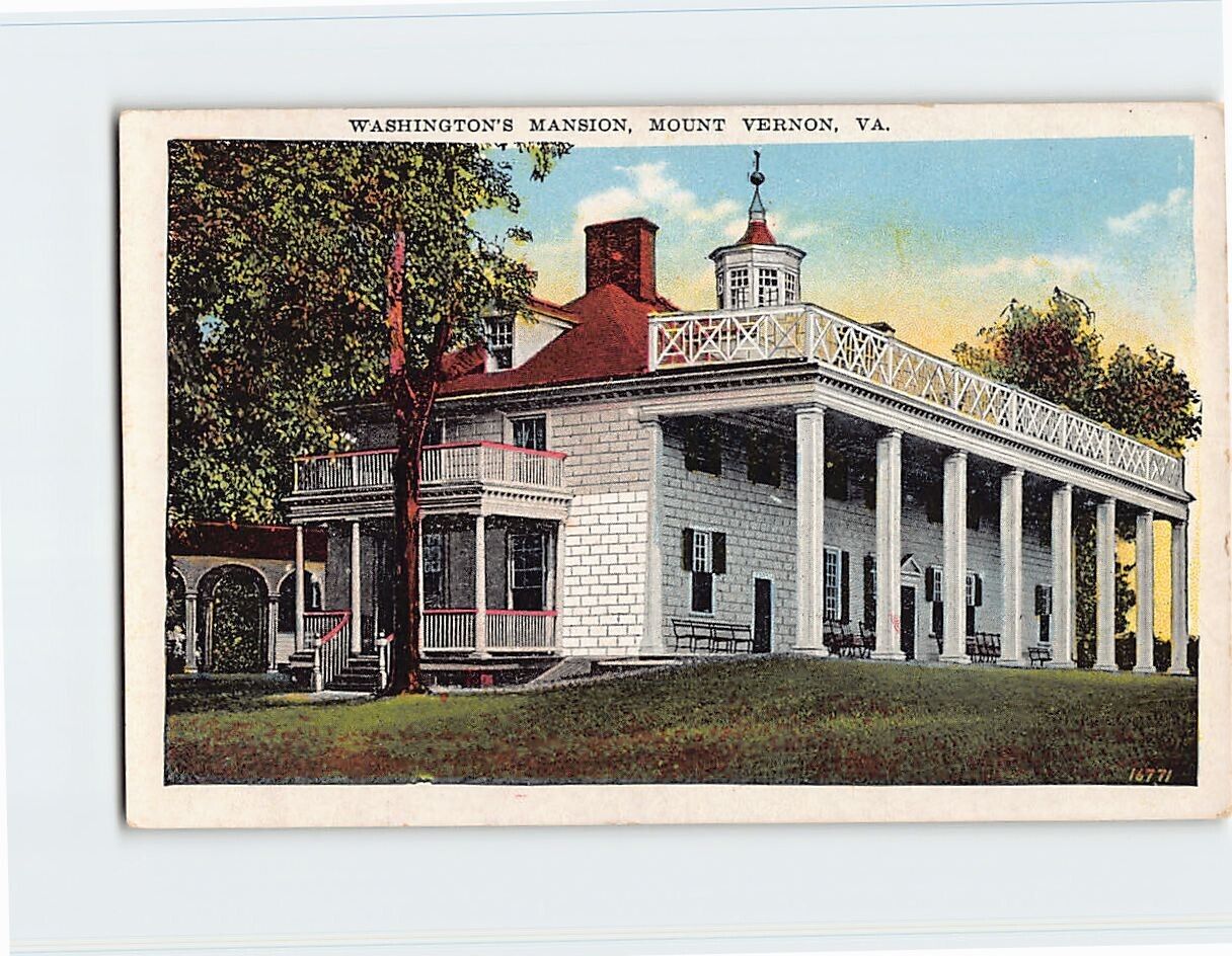 Postcard Washington's Mansion, Mount Vernon, Virginia