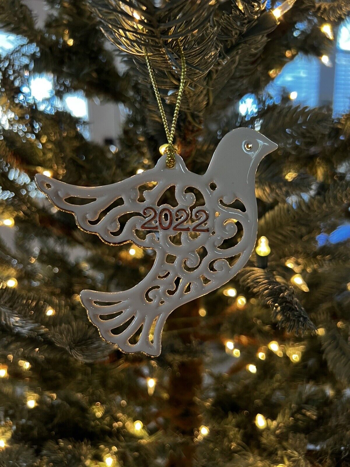 Lenox Pierced Christmas Dove 2022 Porcelain Ornament