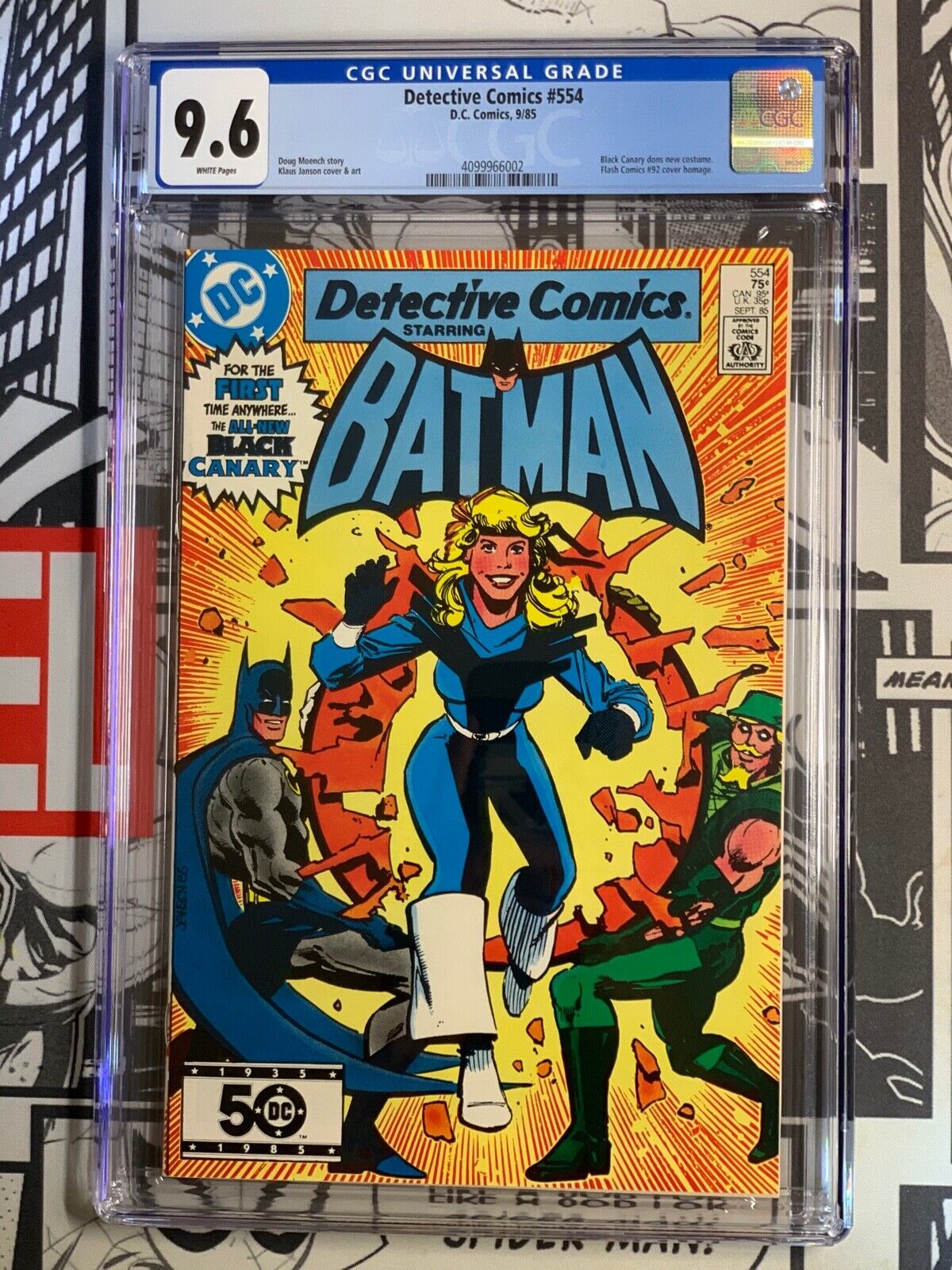 Detective Comics Batman 554 CGC 9.6 New Black Canary Costume Flash 92 Cover Homa